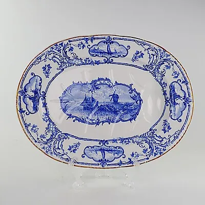 Buy Antique Cauldon China, Giant Platter, Meat Drainer, Blue And White • 85£