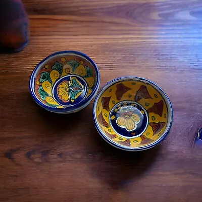 Buy Mexico Pottery Bowls Set Of 2 Amora Talavera 5.5” Colorful Hand Painted Floral • 23.95£