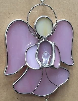 Buy Angel Suncatcher Wind Chimes Stained Glass Pearl Pink Angel • 12.95£