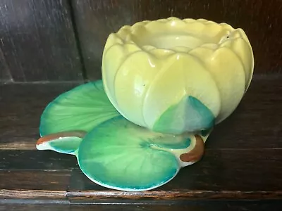 Buy Carlton Ware Yellow Water Lily Candle Holder Art Deco 1930's • 19.99£