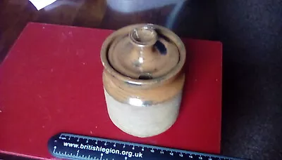 Buy Rustic Brown Part Glaze Cornish Studio Pottery Lidded Pot. Marked UW? 11cm Tall. • 8£