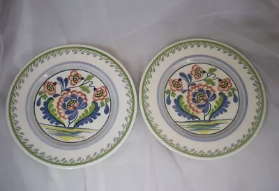 Buy Pair Of Vintage Bristol Pottery Old Bristol Delft Pattern Plates (8  Diam) • 12.99£