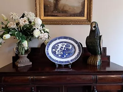 Buy Antique Blue And White Pagoda  Woods Ware   Oval Serving Plate • 35£