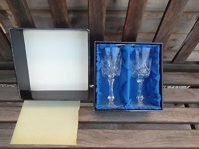 Buy 2 Vintage Bohemia Hand Cut Lead Crystal Wine Glasses - Made In Czechoslovakia • 15£