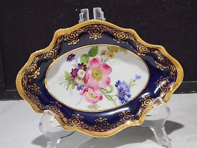 Buy Porcelain Legle Limoges France Cobalt Blue And Gold Floral Oval Dish • 37.79£