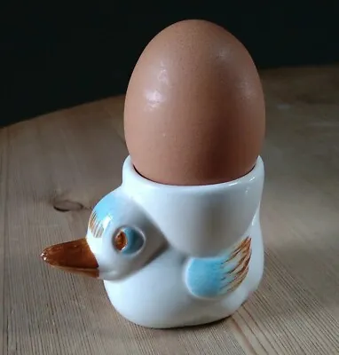Buy Vintage Keele Street Pottery Ceramic Duck Egg Cup White Blue England 50s • 10£