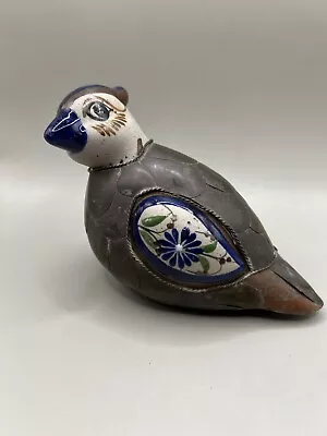 Buy VINTAGE TONALA Ceramic Pottery Mexico Folk Art  Armored Brass Bird Quail, 6” • 24.03£