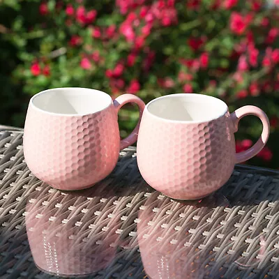 Buy Set Of 2 Mason Cash Pink Embossed Mugs 370ml Fine Stoneware Tea Coffee Cups 13oz • 15£