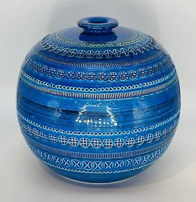 Buy Vintage Large Rimini Blue Bitossi Round Ball Vase Dia 9.5” • 250£