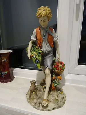 Buy Large Vintage Benacchio Triade Capodimonte Style Figure Boy With Fruit & Flowers • 39.95£