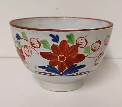Buy C18th Or 19th ? Gaudy Welsh Polychrome Pearlware Hand-painted Floral Tea Bowl • 25£