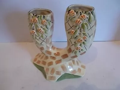 Buy Myott Son & Co Art Deco U Shaped Moulded Flowers Vase  Giraffe Skin Pattern • 8.99£