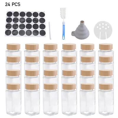Buy 12/24x Glass Spice Jars Airtight With Bamboo Lids Storage Bottles Containers Pot • 17.95£