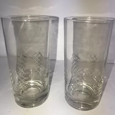Buy Vintage Set Of Two Picket Javit Cut Crystal Clear Glass Tumblers 5.50” Tall MCM • 11.38£
