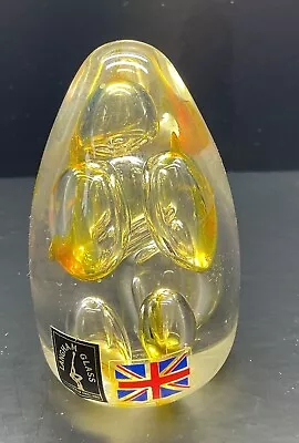 Buy Langham Glass - Golden Conical Air Bubbles Paperweight Signed By Paul Miller • 15£
