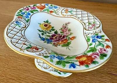 Buy Fine Carl Thieme Dresden Porcelain Small Comport Hand Painted Moulded  Flowers • 0.99£