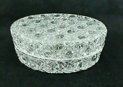 Buy Antique Davidson Glass Oval Lidded Trinket Dish Box - Hobnail Design • 12.95£