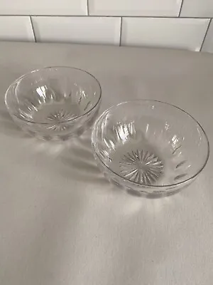 Buy Crystal Dessert Bowls X 2 Clear Cut Glass Trifle Fruit Vintage • 10£