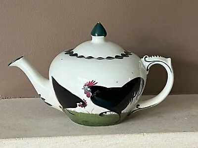 Buy Antique Bristol Pottery Teapot With Hand Painted Cock & Hen Decoration • 65£