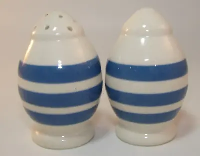 Buy Vintage Staffordshire Blue & White Striped Salt Pepper Pots Shakers C1960s VGUC • 9.99£
