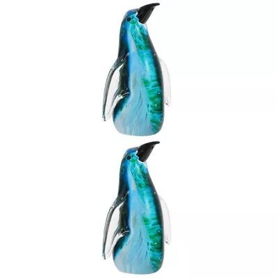 Buy  2 Pack Penguin Ornaments White Crystal Artwork Ocean Animal Adornment • 32.88£