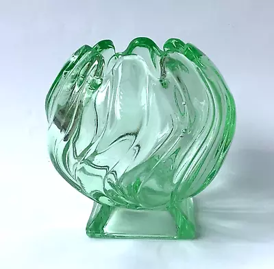 Buy Vintage Bagley Green Glass Equinox Posy Bowl Vase 3061 Pressed Art Deco C1930's • 14£
