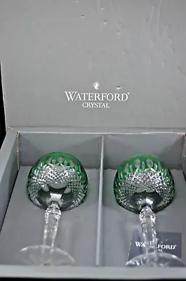 Buy Two Waterford Crystal Clarendon Emerald Wine Hock Glasses - Boxed • 180£
