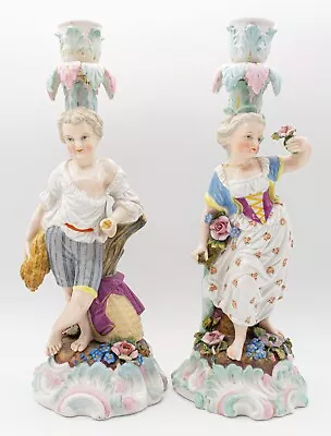 Buy Antique Pair Porcelain Figures Candelabrum Giulio Richard Of Milan (1873-1896) • 100£