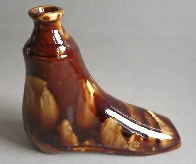 Buy Antique , 19th C Rockingham Pottery Boot 'Flask'. • 25£