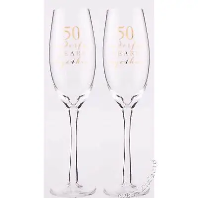 Buy 50th Anniversary Gifts Champagne Flutes Glasses Golden Wedding Couple Friends • 16.95£