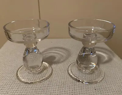 Buy Vintage Candle Holders Pair Clear Glass For 3 Inch Candles • 7.72£