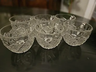 Buy Set Of Six Vintage Pressed Glass Crystal Punch Cups • 27.55£