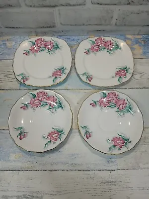 Buy Vintage Colclough Bone China Pink Sweetpea Replacment 2x Tea Plates & Saucers • 6.95£