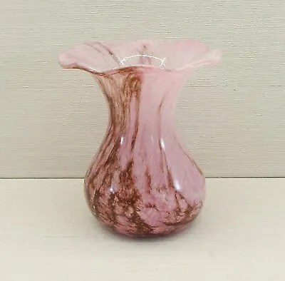 Buy VINTAGE Alum Bay IOW Glass Pink Swirl Posy Vase With Large Fluted Rim - VGC • 14.95£