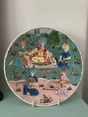 Buy Handpainted Kutahya Turkish Folk Art Scene. Gonca Cini Decorative Plate, Signed. • 25£