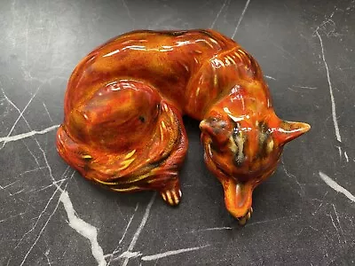 Buy Anita Harris Art Pottery Fox Hand Painted 12cm Animal Model Signed Curled Lying • 60£