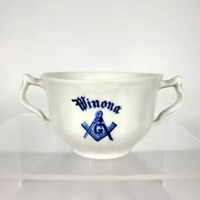 Buy Winona MN Freemasons Lodge #18 Porcelain Sugar Bowl Blue White Masonic China VTG • 14.15£