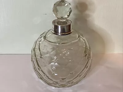 Buy VINTAGE ANTIQUE Large CUT GLASS & SILVER Hallmarked Top PERFUME SCENT BOTTLE • 18£