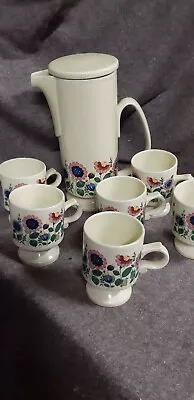 Buy Arthur Wood Pottery, Mid Century, Coffee Pot & Mugs,summer Vibes, Funky, Prop • 24£