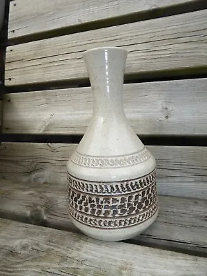 Buy Vintage Purbeck Pottery Cream & Brown Vase 8ins Tall 4ins Dia Base 2ins Dia  Top • 5£
