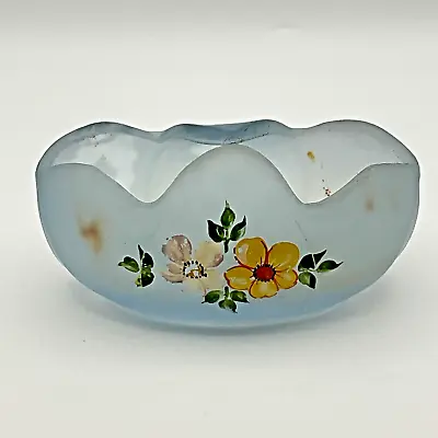 Buy BAGLEY Glass Posy Bowl - 1930s Frosted Blue Glass Posy Bowl ‘tulip’ Pattern 3169 • 4.95£