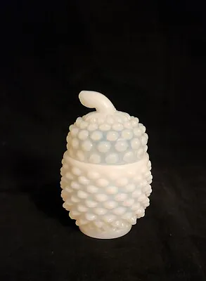 Buy Antique Baccarat French Ananas White Opaline Lidded Jar Pearl Hobnail  • 64.51£