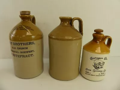 Buy (RefJOH) Job Lot Of Three Stoneware Flagons Jars • 19.99£