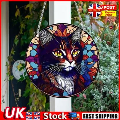 Buy Acrylic Suncatcher Window Panel Hanging Sun Catcher 20x20cm (Cat Stained Glass)  • 8.39£