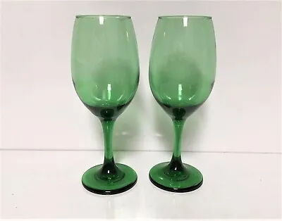 Buy 2pcs Antique Stylish Quality Green Crystal Cut Wine Drinking Glass W/ Gold Trim  • 11.38£