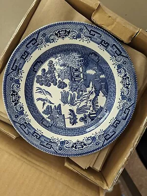 Buy Churchill Blue Willow Pottery Made In England 10-1/4  Dinner Plates Set Of 4 • 48.65£