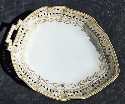 Buy Antique KPM Berlin Porcelain Leaf Shaped Serving BOWL / DISH / PLATE Gold Accent • 122.80£