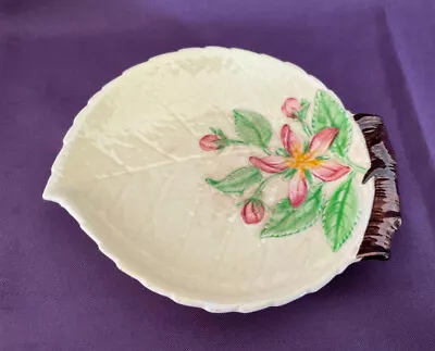 Buy Vintage  Carlton Ware  Leaf Dish - Yellow With Red And Green Flowers • 8£