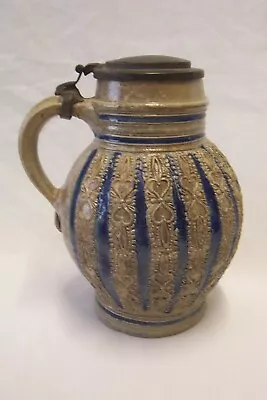 Buy German 17th Century Westerwald Salt-glazed Stoneware Jug. • 280£