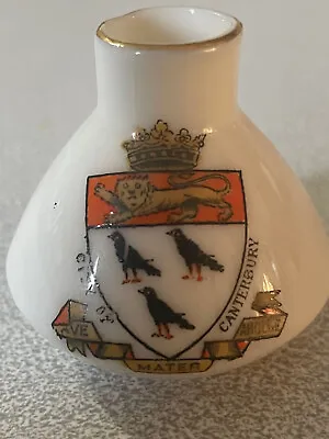 Buy Rare Grafton Crested China - Gilded Vase C.1918 Arms Of Canterbury • 2.49£